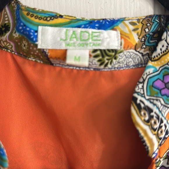 Jade dress m medium orange blue green paisley with lace - Picture 2 of 5